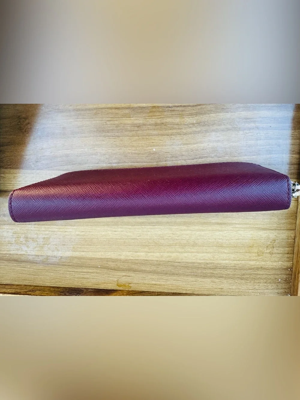 Kate Spade Two-Tone Burgundy & Pink Zip Around Continental Leather Wallet